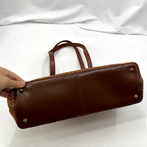 Fossil brown straw weaved vintage bag - Picture 3 of 9